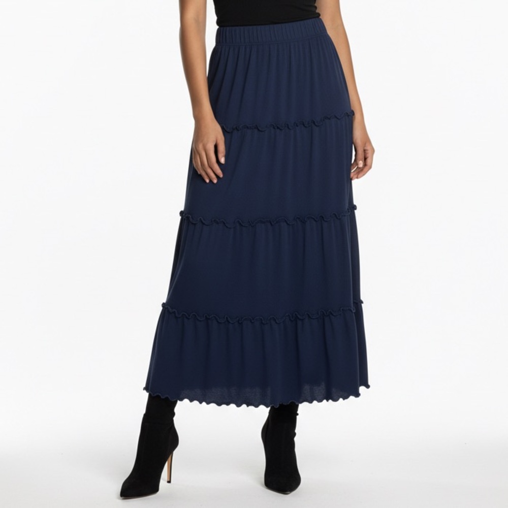 White Mark Navy Maxi Skirt